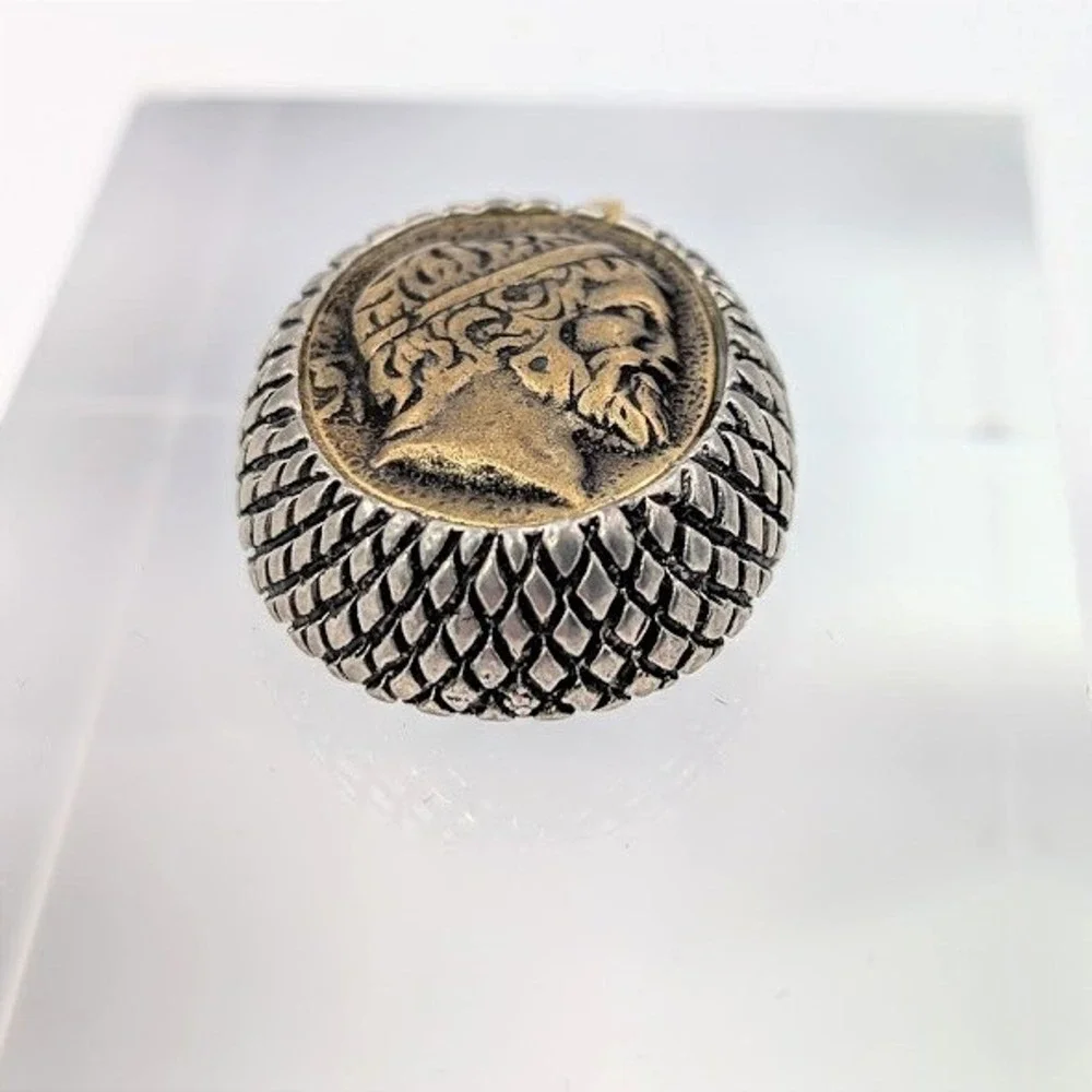 Greek Revival‎ Pendant Vintage Button Two Tone Upcycled Repurposed
